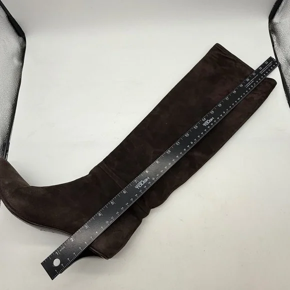GUCCI Suede Knee High Boots Kitten Heel Pointed Toe Brown Women's Size 7.5 w box - Picture 13 of 16